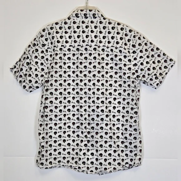 Bob Ross Printed Short Sleeve Button Down Collared Men's Shirt sz L - Picture 2 of 2